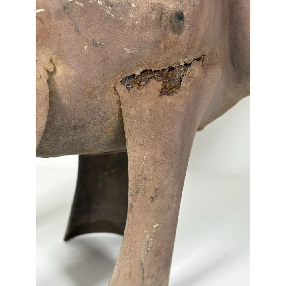 Rustic Metal Elephant Watering Can Garden Decor Primitive Folk Art Weathered